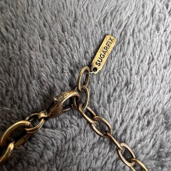 Sugarfix Rhinestone Bib Necklace Marquise Cut Gold Tone Chain 18 inch - Picture 4 of 6